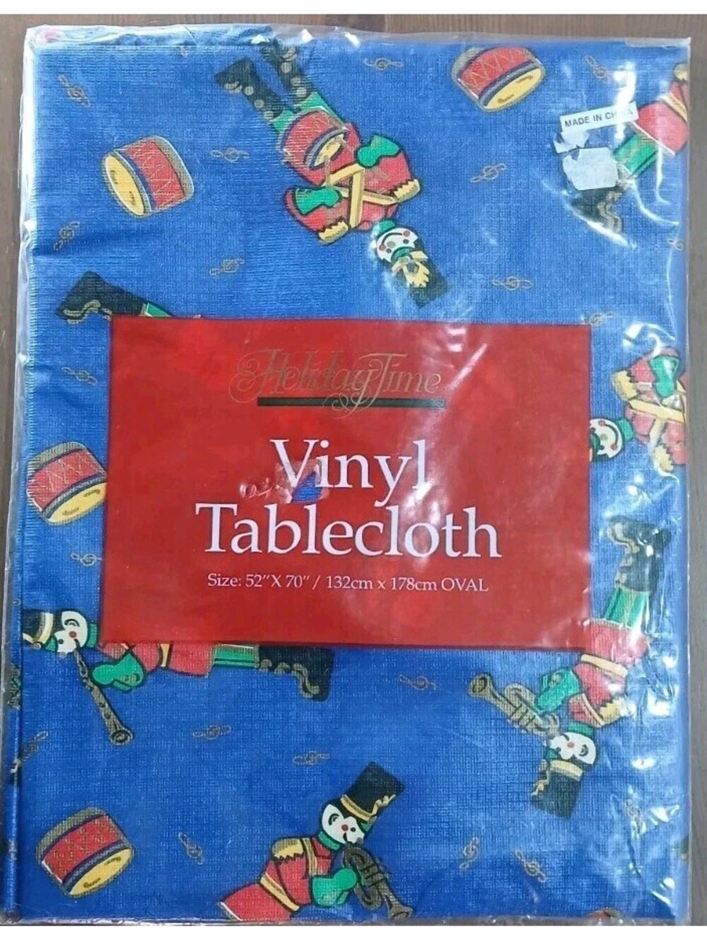 NEW - Holiday Time - Vintage - Nutcracker Vinyl Oval Tablecloth - 52"x70"